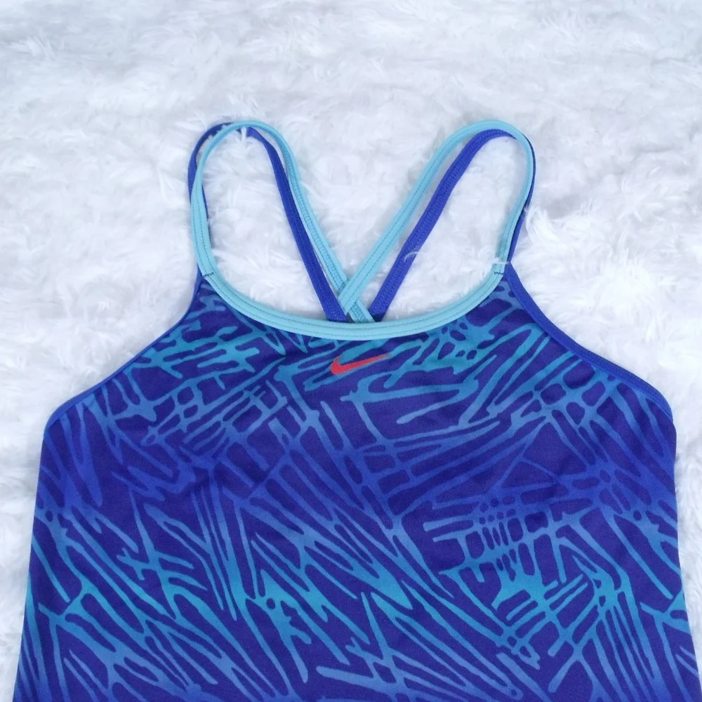 Nike Girls Blue Swim Top